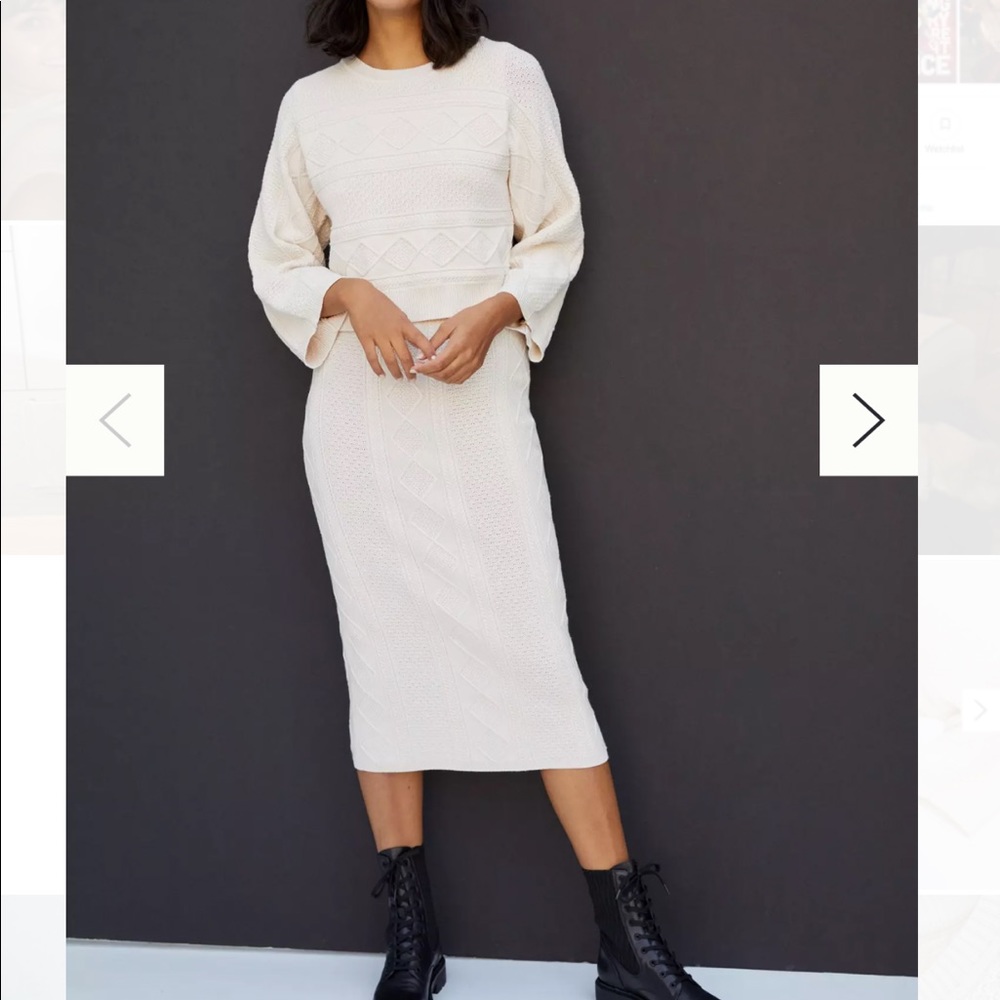 Current Air Hayden Sweater Dress Cream Cable Knit